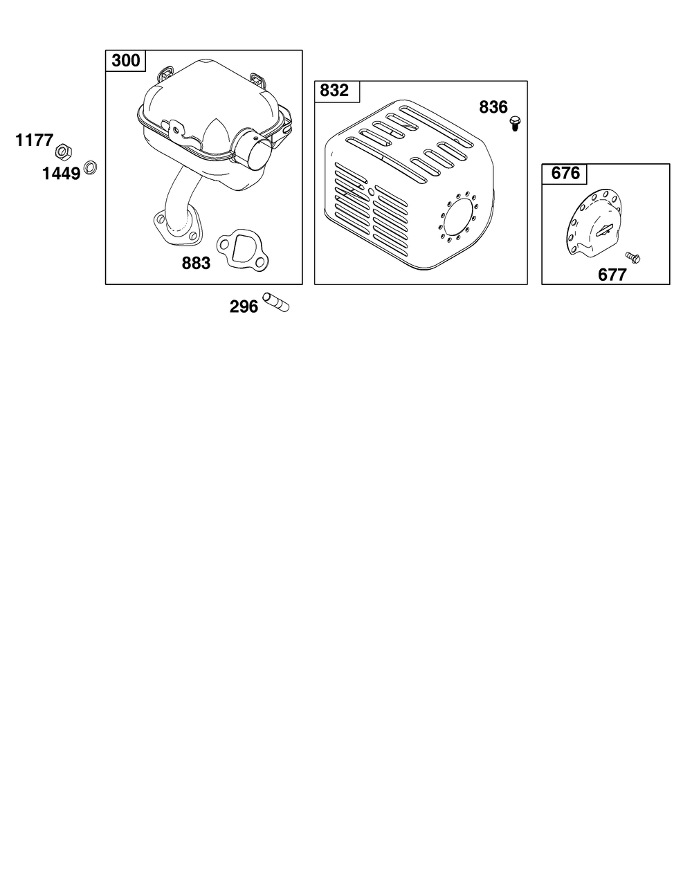 Exhaust Group Diagram and Parts List for 130G32-0184-F1 100000 - 19Z999 Briggs and Stratton Engine